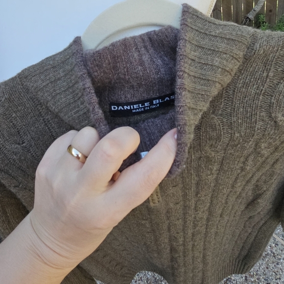 Daniele Blasi Mens Large Sweater Wool Mock Neck 1/3 Zip Rib Knit  Cable Knit - Picture 11 of 13